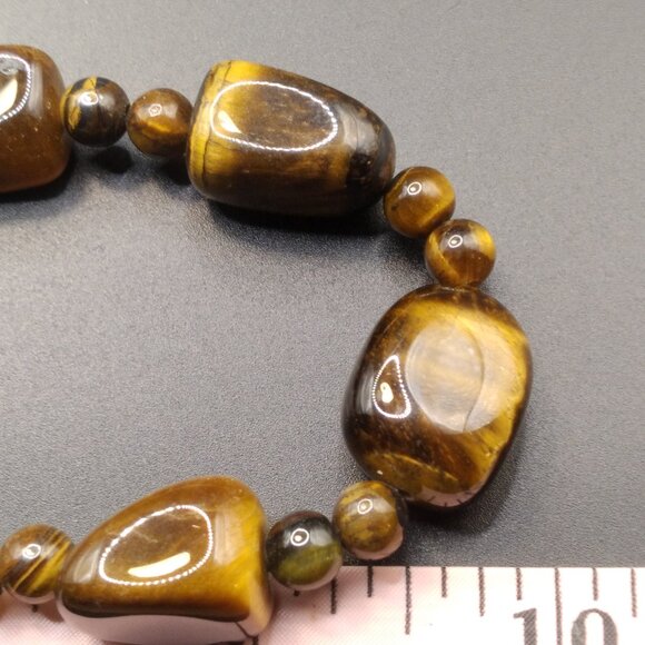 Tiger's Eye Semi Precious Stone 20'' Necklace with Sterling Silver Clasp - Picture 4 of 4